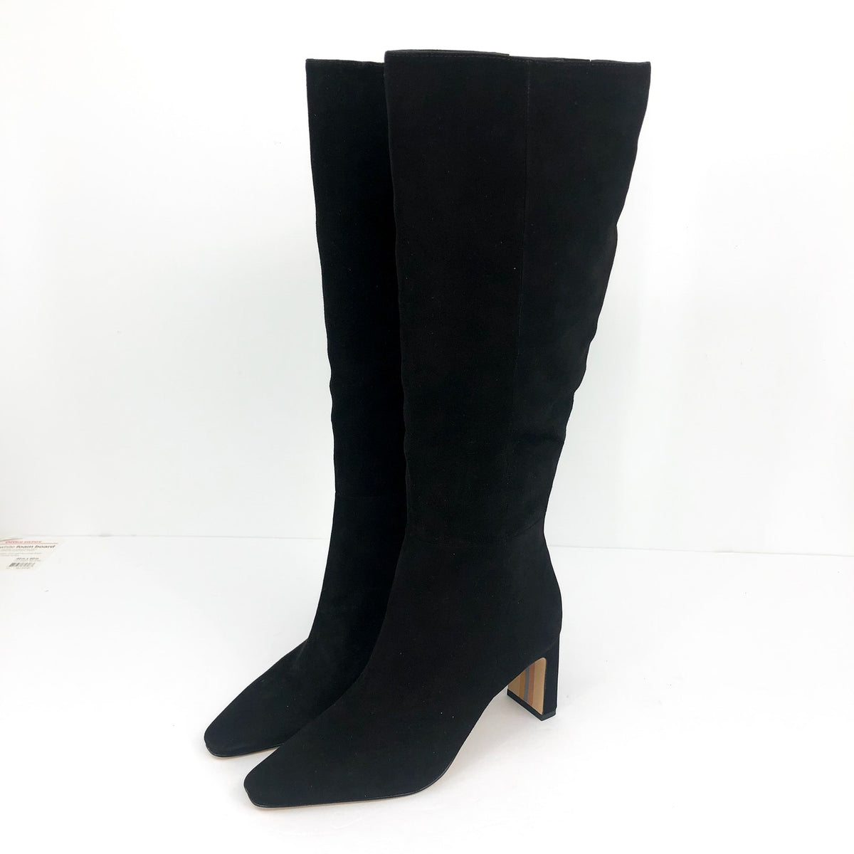 SAM EDELMAN Womens Sylvia Knee High Boots Size 7.5M WIDE CALF Black Suede NWOB