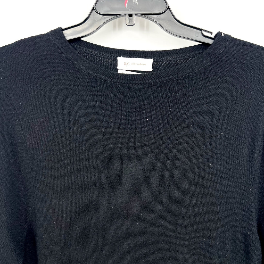 ACTIVE CASHMERE Crewneck Sweater Sweatshirt Small Black Cashmere Scottish NWT