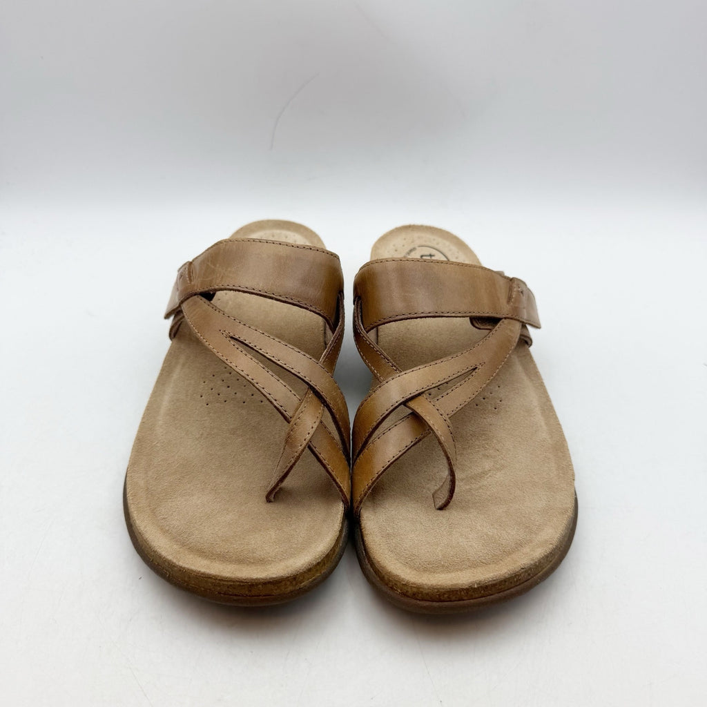 Taos Womens Perfect Toe Loop Sandals Size 10 M Tan Leather NIB