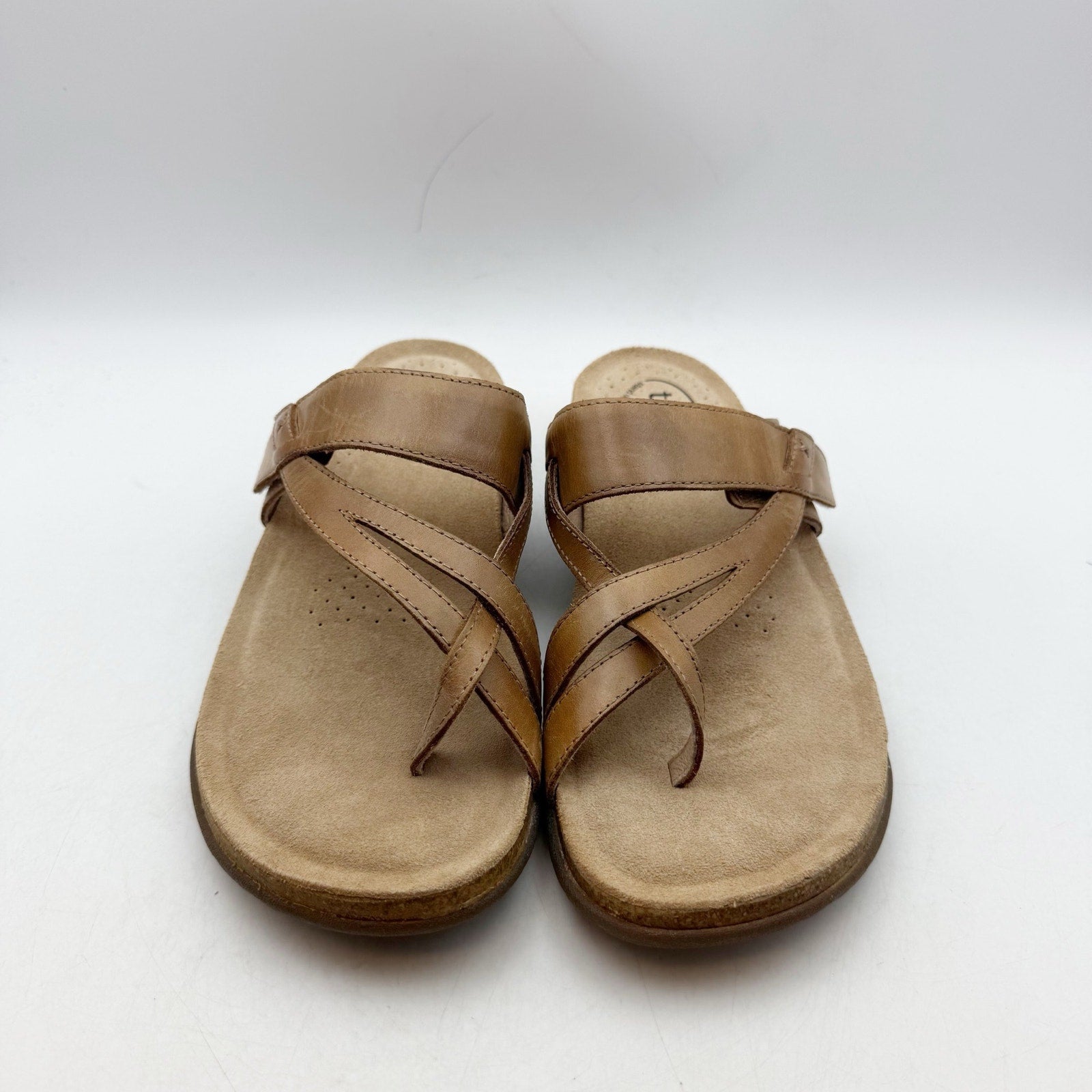 Taos Womens Perfect Toe Loop Sandals Size 10 M Tan Leather NIB