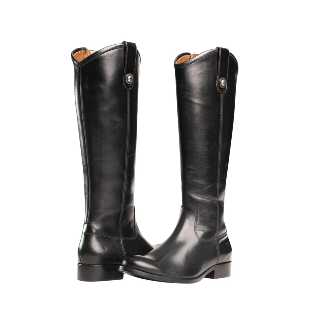FRYE Womens Melissa Riding Boots US 6 Black Leather Button Inside Zip Tall NIB