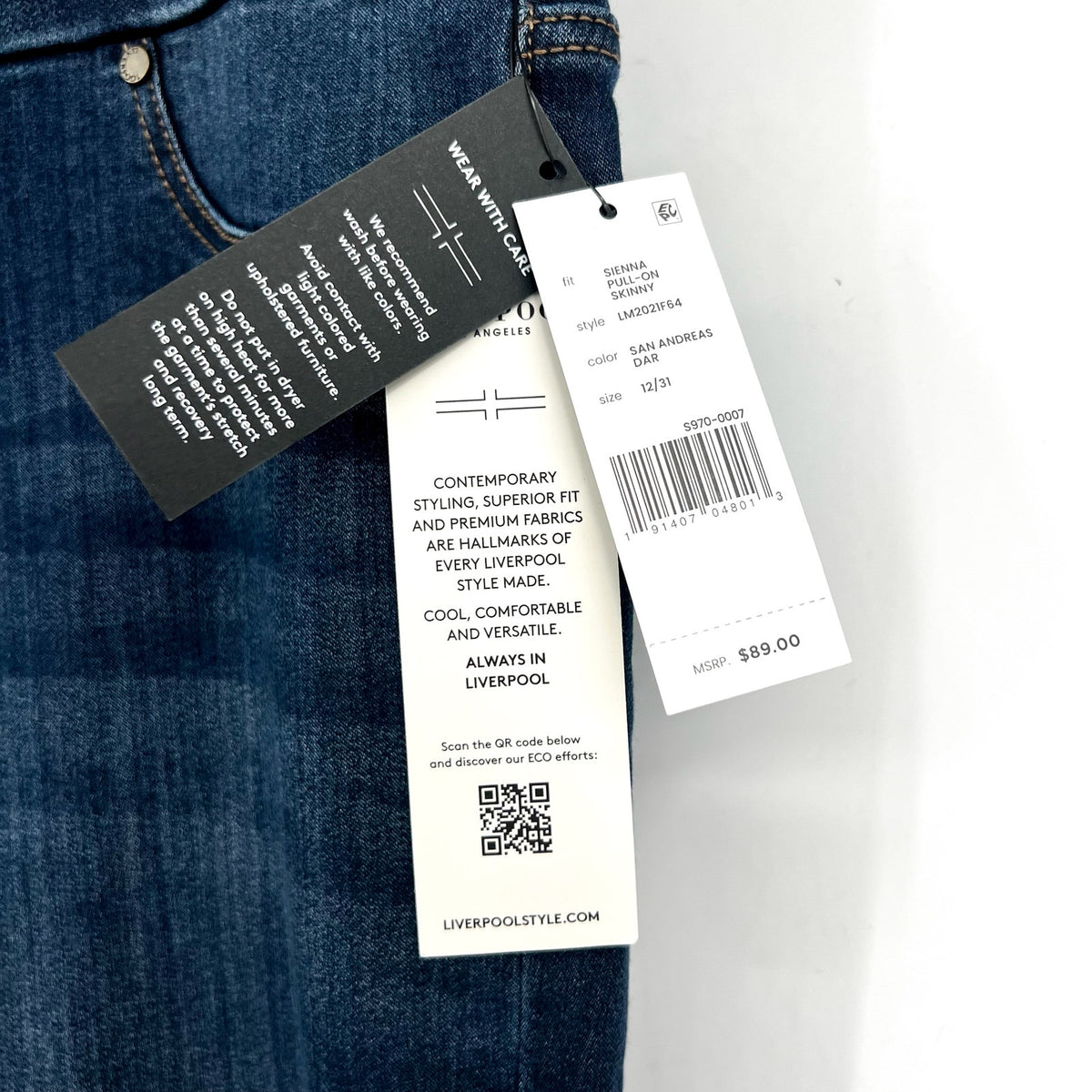 Liverpool Women's Sienna Pull-On Skinny Jeans Size 12 Dark Blue NWT