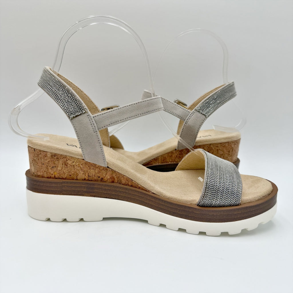 VANELi Womens Cedra Wedge Sandals Size 7.5 M Grey Metallic Suede NIB