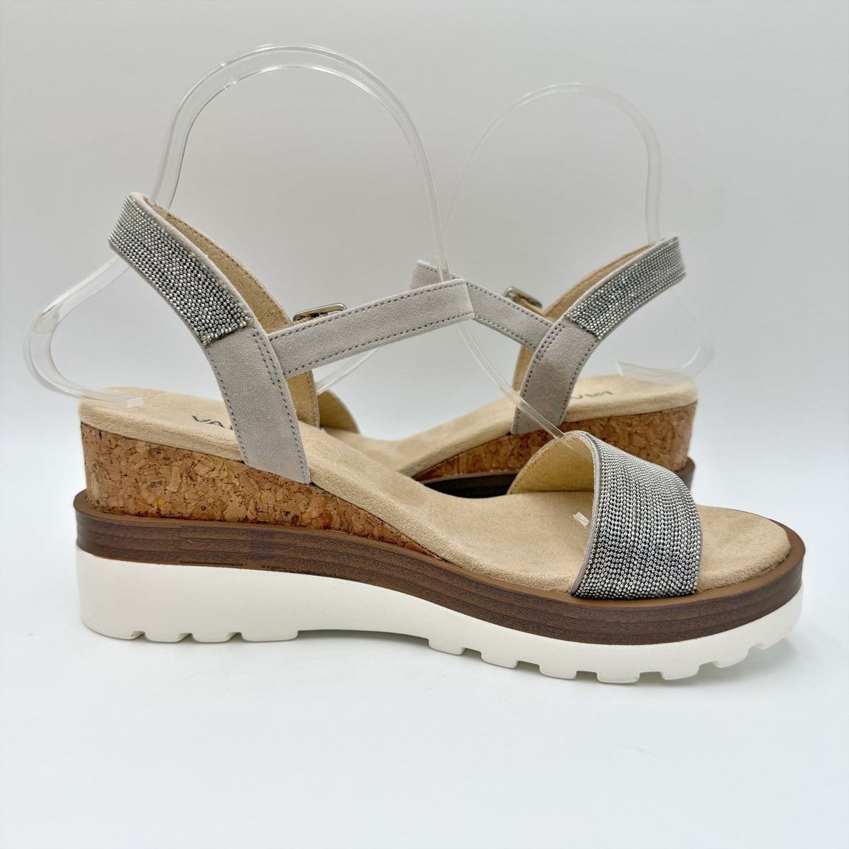 VANELi Womens Cedra Wedge Sandals Size 7.5 M Grey Metallic Suede NIB