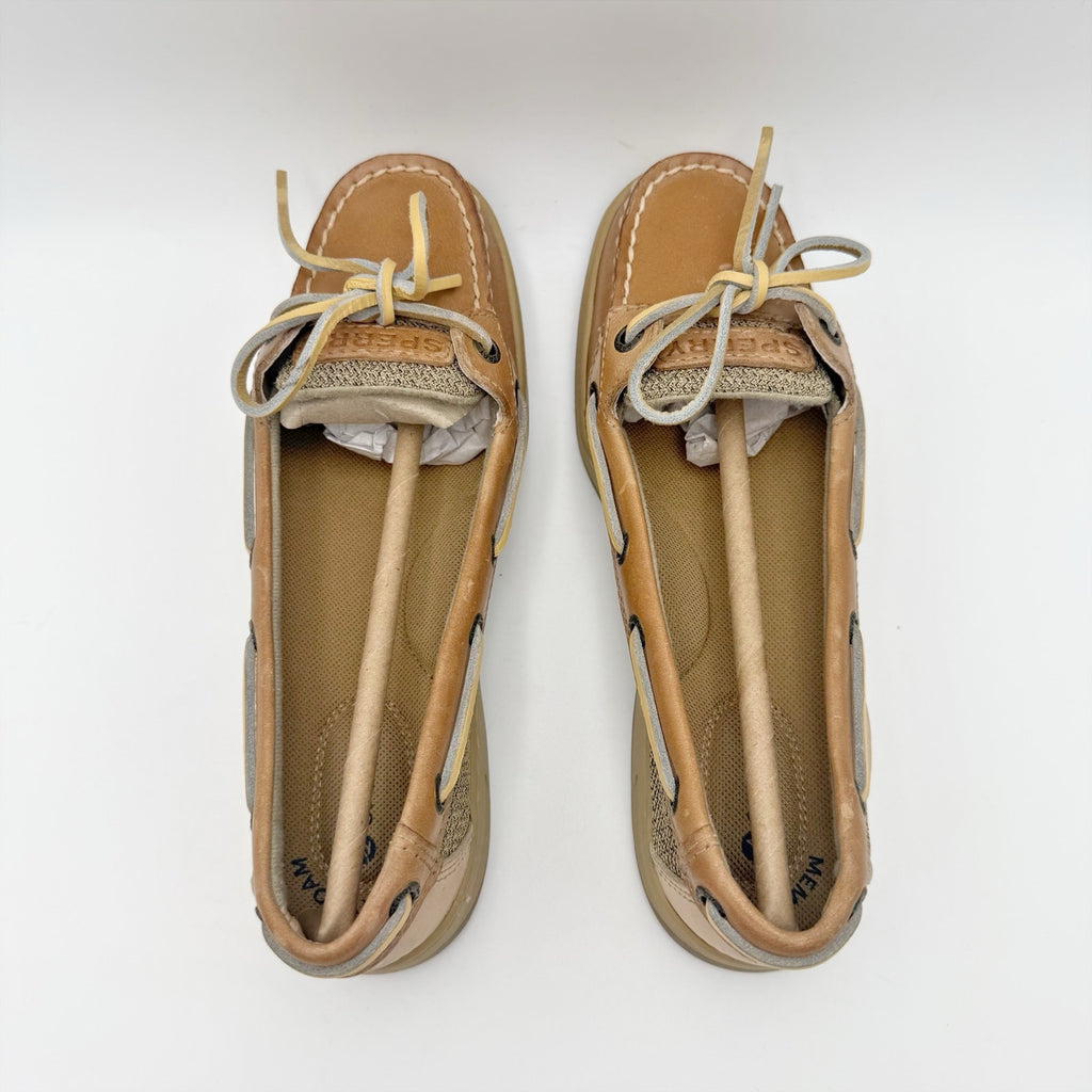 Sperry Womens Angelfish Boat Shoes Size 5.5 M Cognac Brown Leather NIB