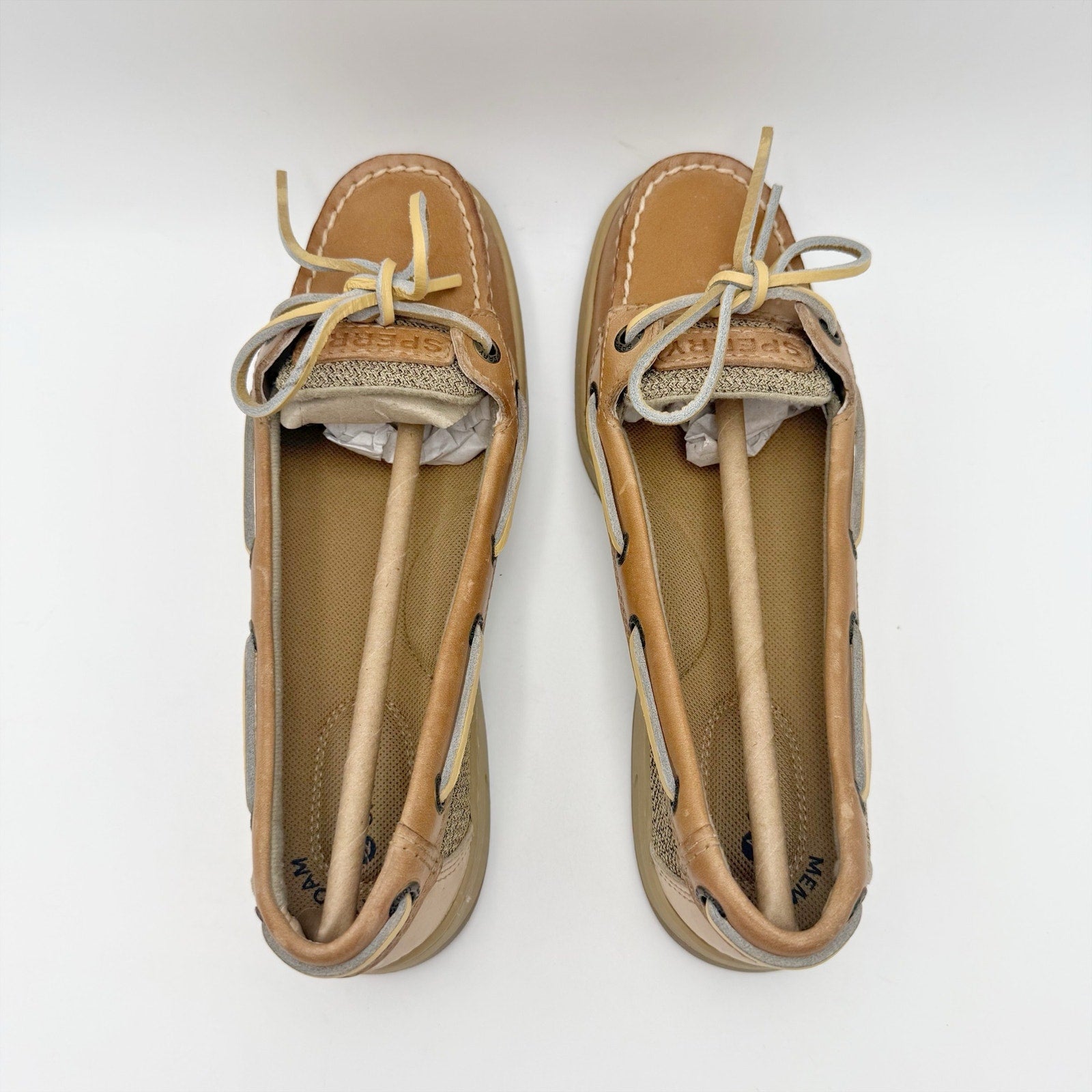 Sperry Womens Angelfish Boat Shoes Size 5.5 M Cognac Brown Leather NIB