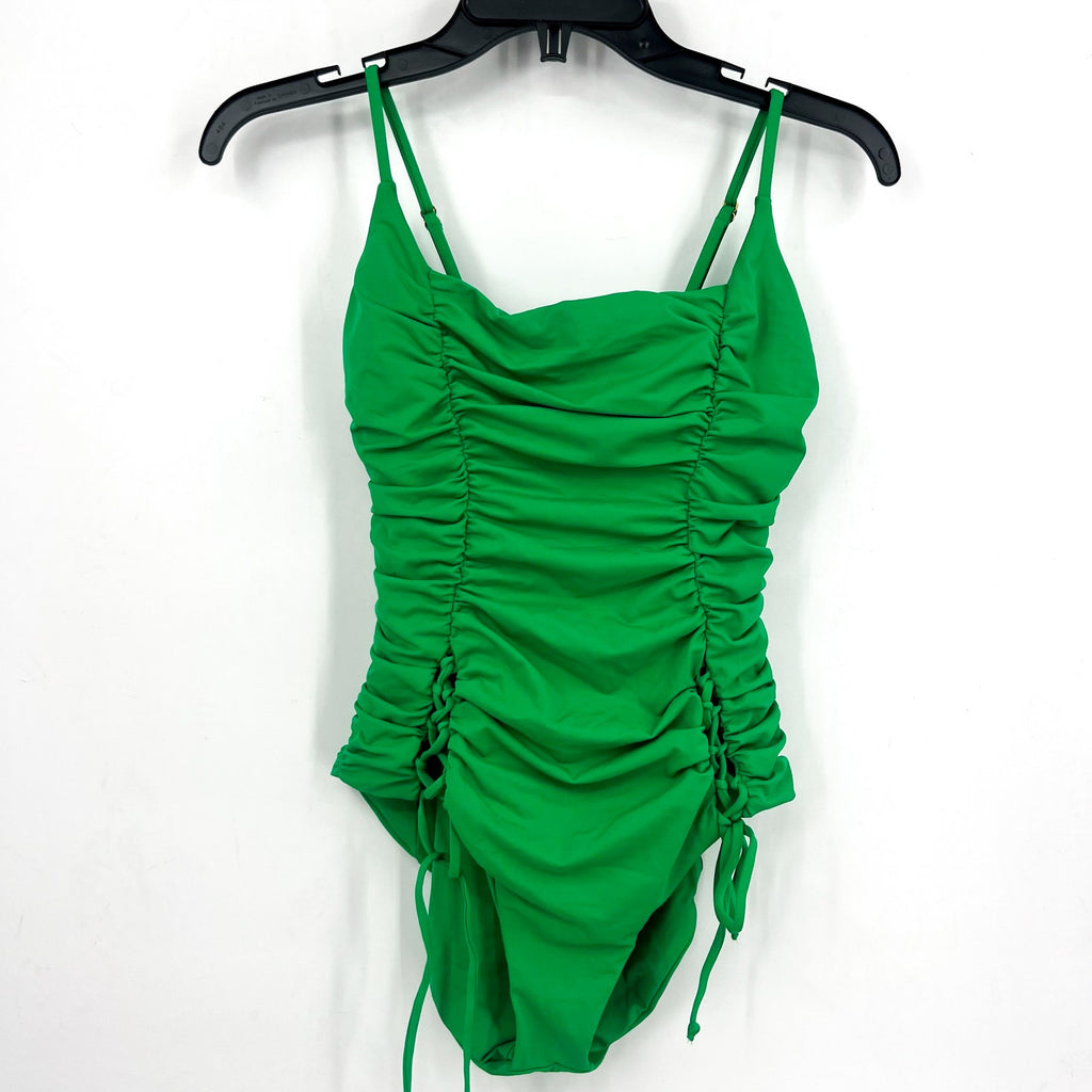 BECCA Color Code Paula One Piece Swimsuit Large Emerald Rouched Square Neck NWT