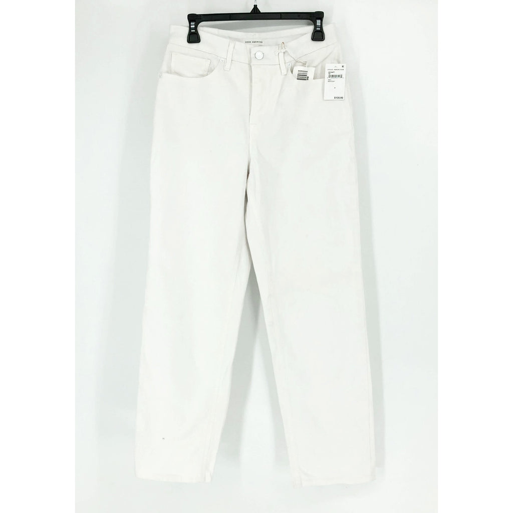 GOOD AMERICAN Good 90s Straight Jeans 27x31 US 4 White Denim High Rise NWT