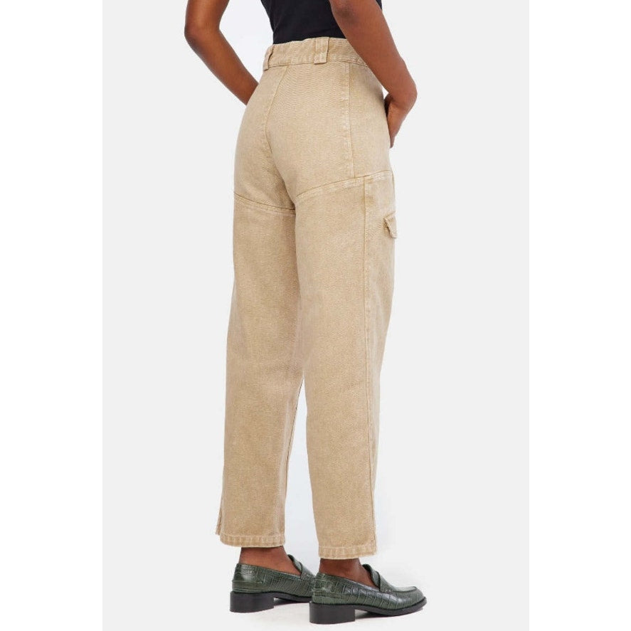 LACAUSA Women's Diego Cargo Trouser Jeans Size 4 Sand Mineral Wash High Rise NWT