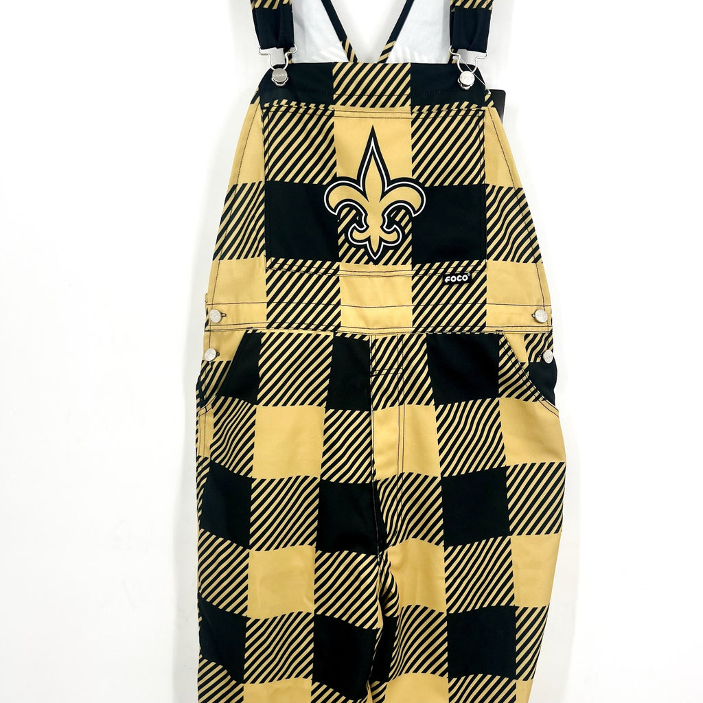 NFL TEAM APPAREL Mens New Orleans Saints Overalls Medium Black Gold LOGO NWT