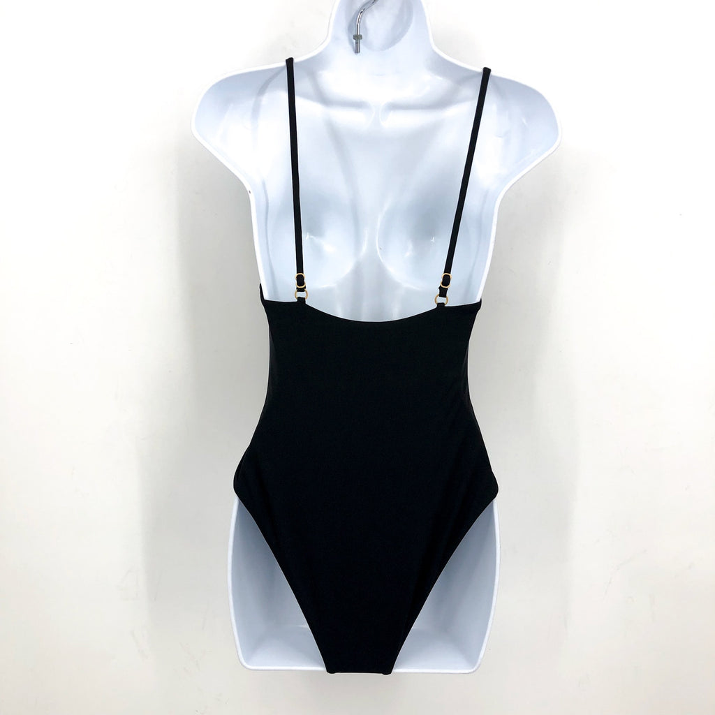 L*SPACE Women's Piper Classic One Piece Swimsuit XS Black Front Keyhole NWT