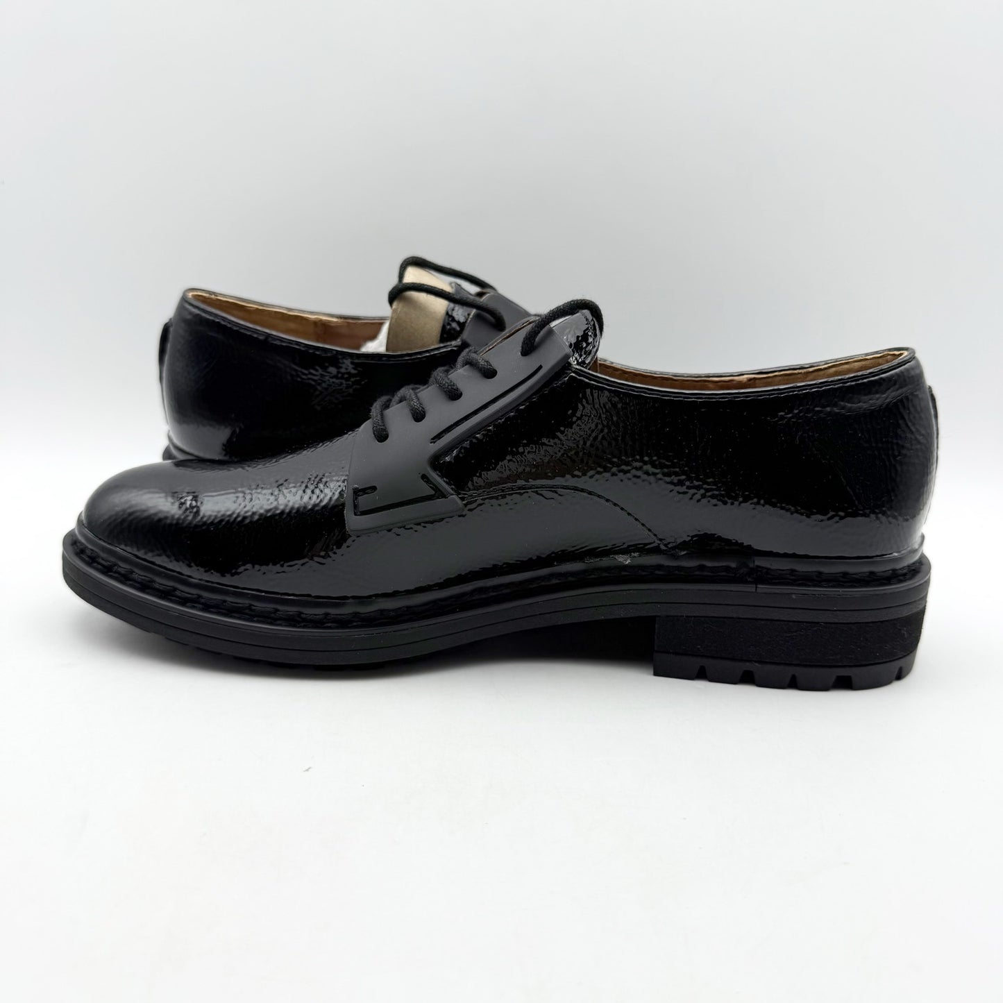 Franco Sarto Womens Sendra Lug Sole Derby Shoes US 7.5 M EU 37.5 Black NIB