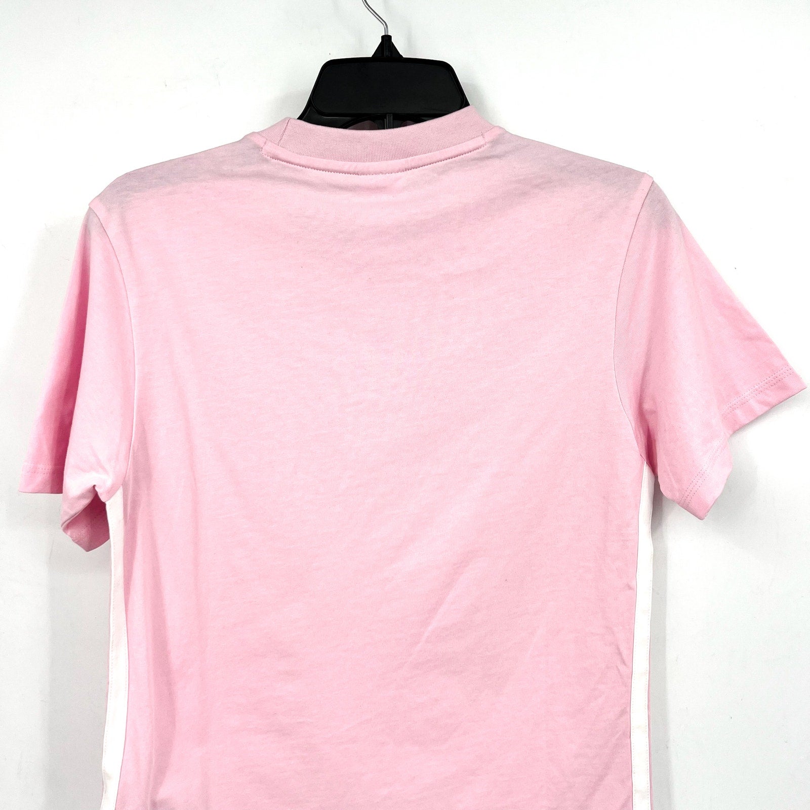 ADIDAS Women's Essentials 3-Stripes Cotton Tee XS Pink White Short Sleeve NWT