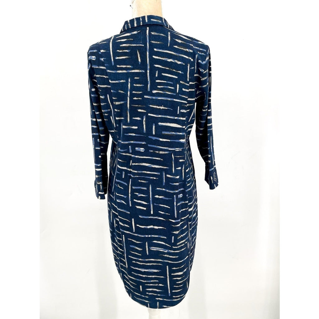 NIC + ZOE Women's Indigo Dash Live In Dress XS Blue Indigo Print A-line NWOT