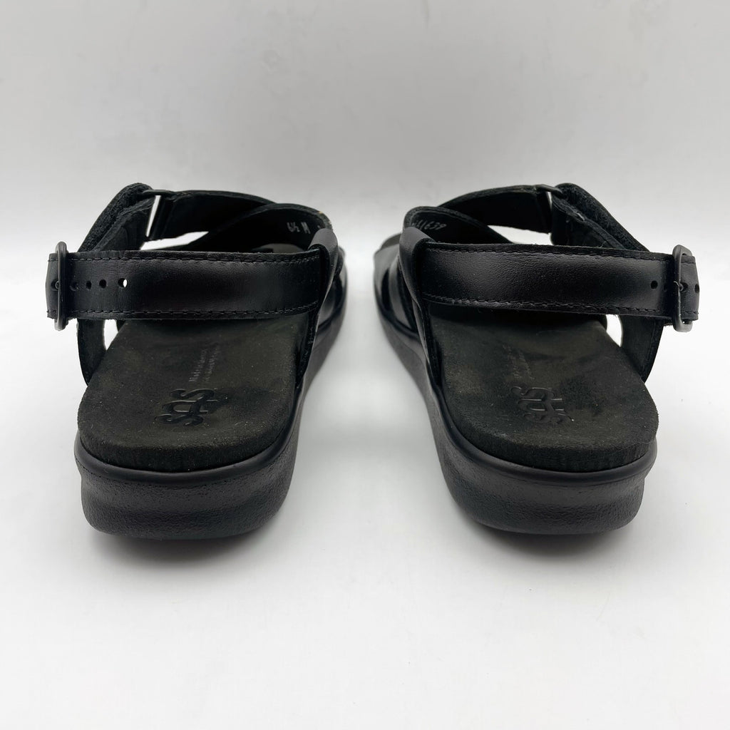 SAS Womens Huggy Adjustable Comfort Sandal US 6.5M EU 37 Black Leather NWOB