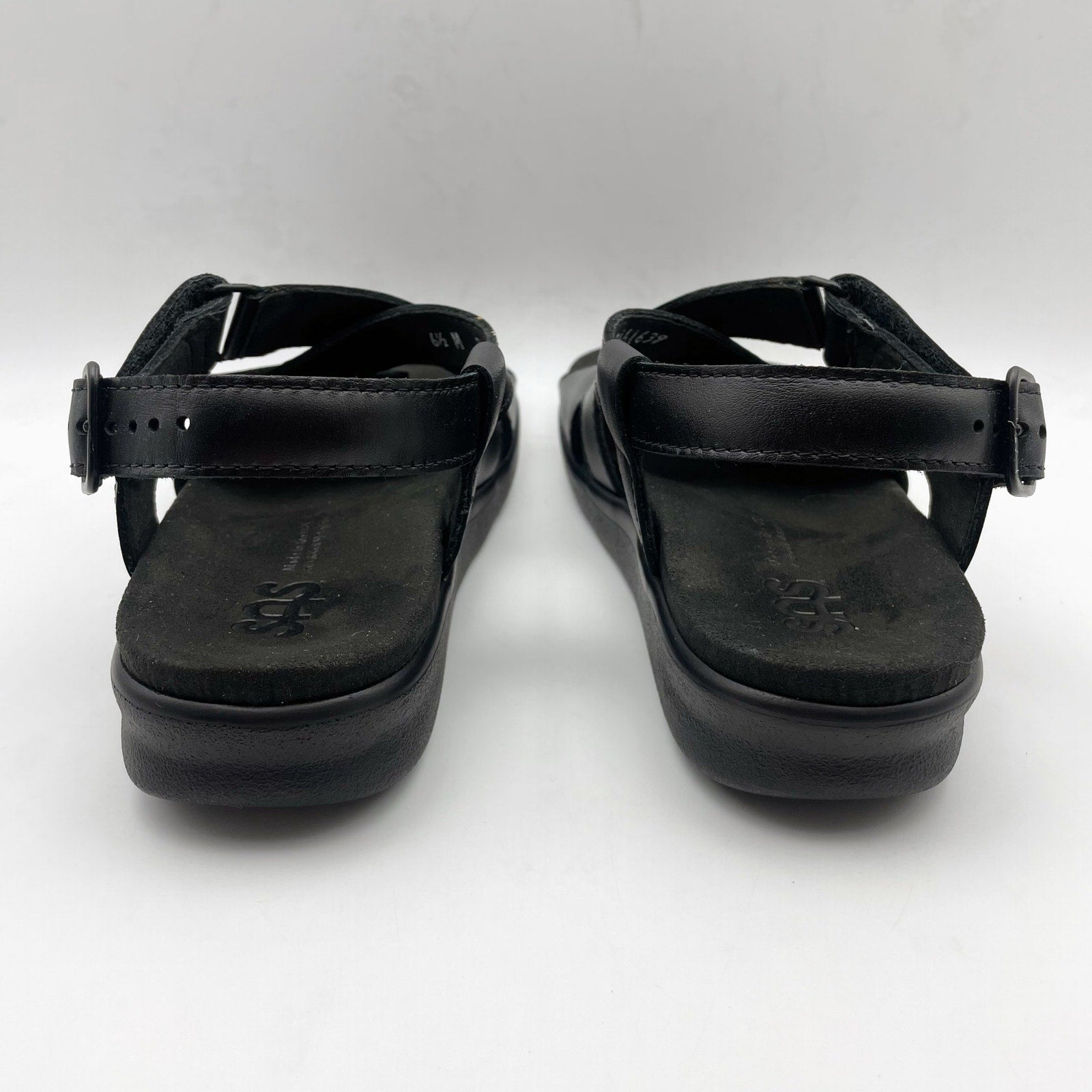 SAS Womens Huggy Adjustable Comfort Sandal US 6.5M EU 37 Black Leather NWOB