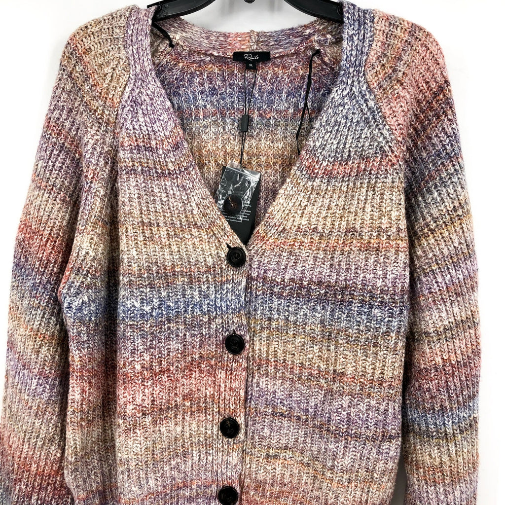 RAILS Womens Josie Space Dye Cardigan XL Multi Amethyst Cotton Blend Sweater NWT