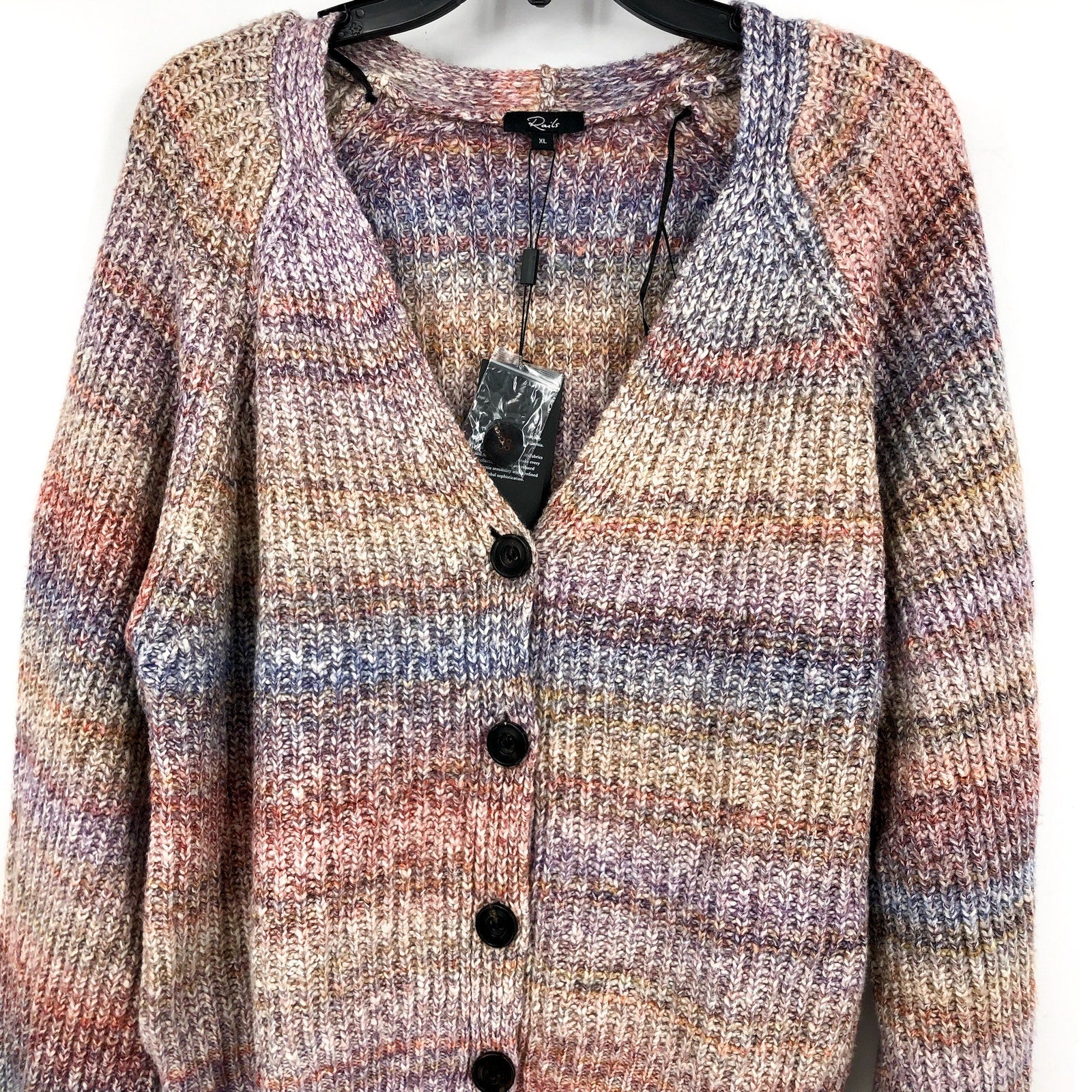 RAILS Womens Josie Space Dye Cardigan XL Multi Amethyst Cotton Blend Sweater NWT