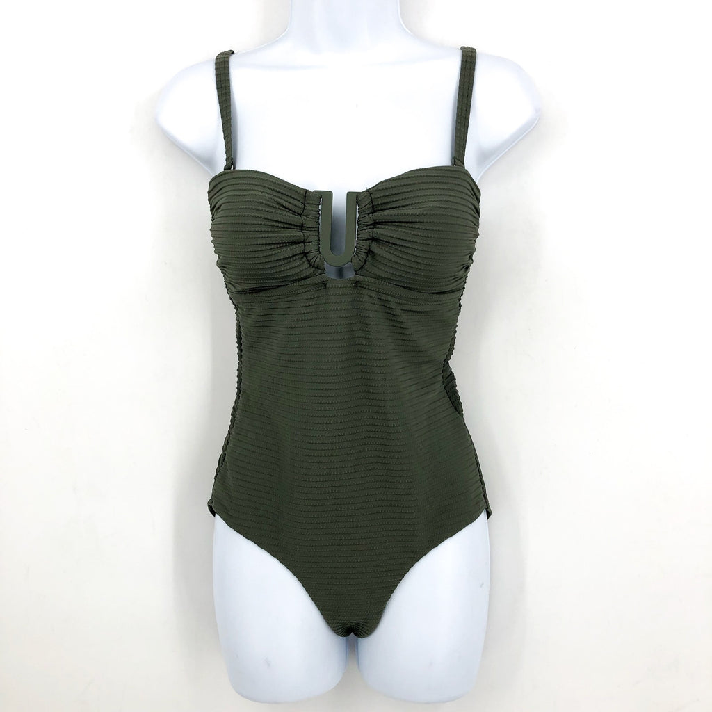 SEA LEVEL SWIM Spinnaker UBar Bandeau One Piece Swimsuit Size 6 Khaki Green NWOT