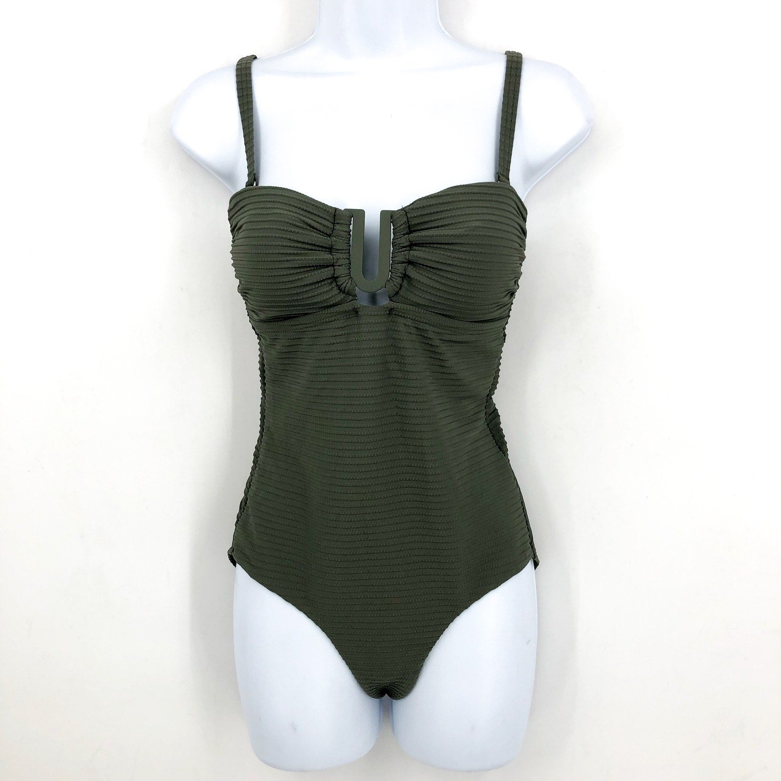 SEA LEVEL SWIM Spinnaker UBar Bandeau One Piece Swimsuit Size 6 Khaki Green NWOT