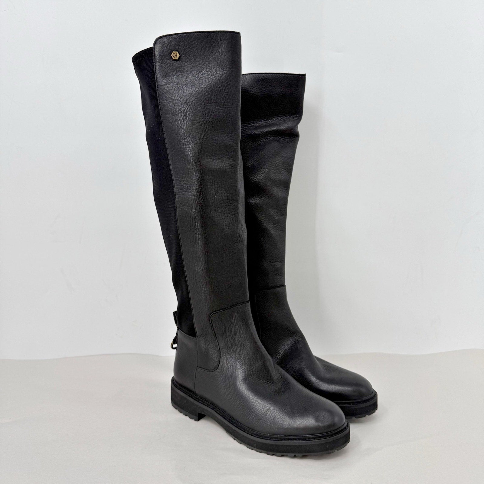 COLE HAAN Womens Greenwich Knee High Boots 6.5 M Black Leather Waterproof NWOB