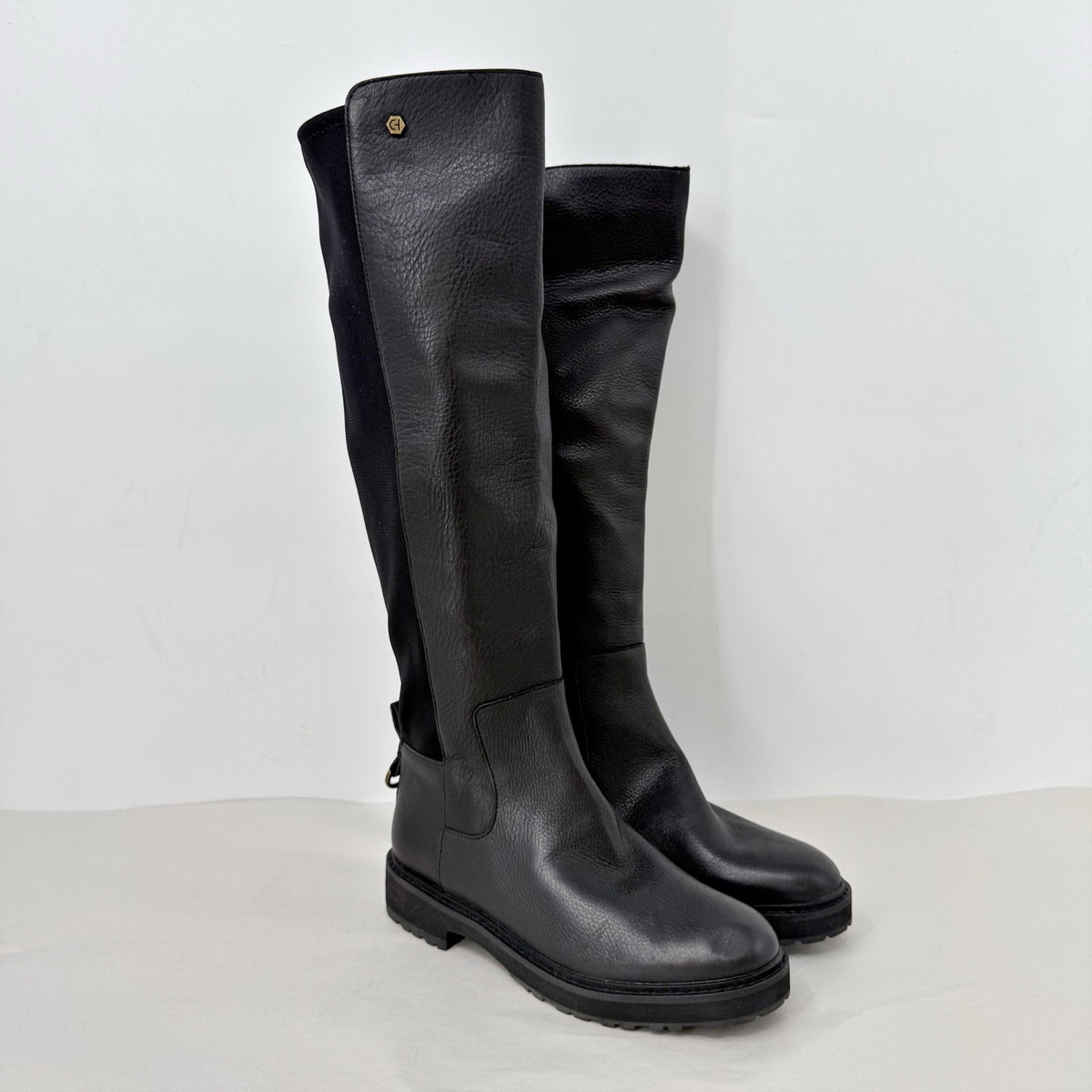 COLE HAAN Womens Greenwich Knee High Boots 6.5 M Black Leather Waterproof NWOB