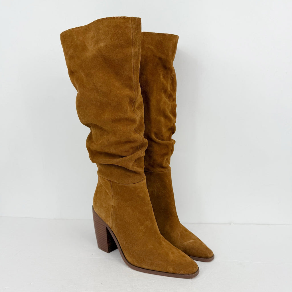 Vince Camuto Womens Aprine Knee High Boots Size 8.5 M EU 39.5 Brown Suede NWOB