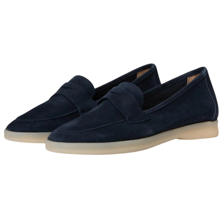 Vaneli Womens Undine Penny Loafers Size 7.5 Navy Blue Suede NWOB