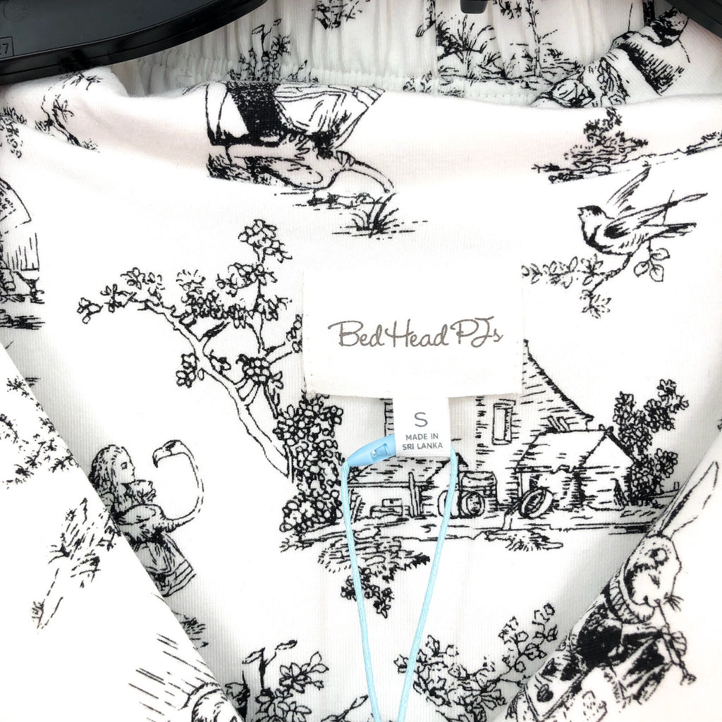 BEDHEAD PJs Womens Alice In Wonderland Pajama Set Small White Long Sleeve NWT