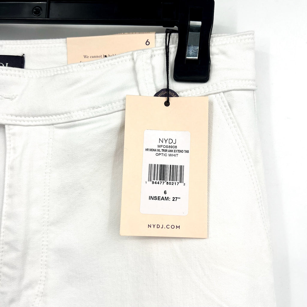 NYDJ Women's Mona Wide Leg Trouser Ankle Jeans Size 6 Optic White Denim NWT