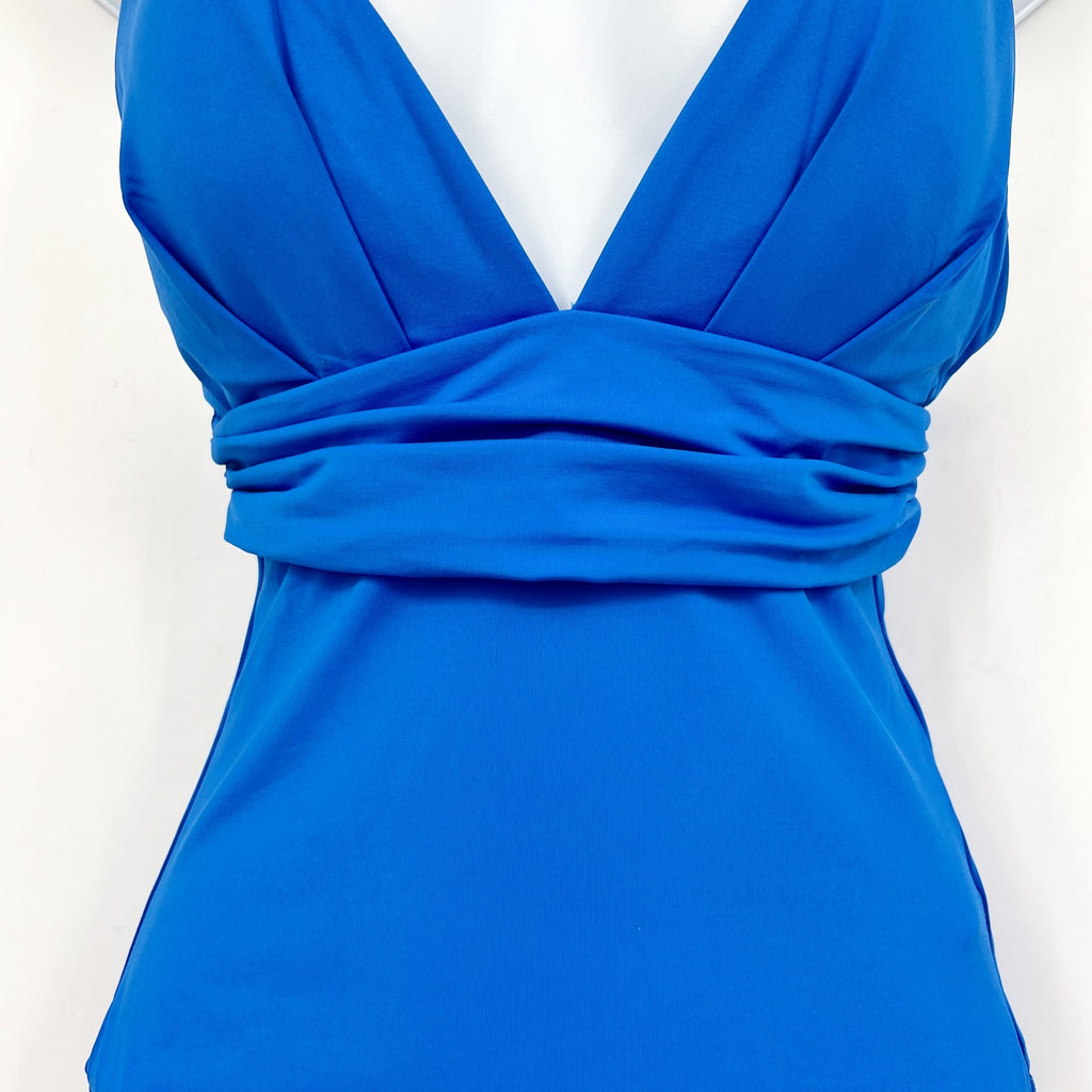 SEAFOLLY COLLECTIVE Cross Back One Piece Swimsuit Size 6 Blue Deep V Neck NWT