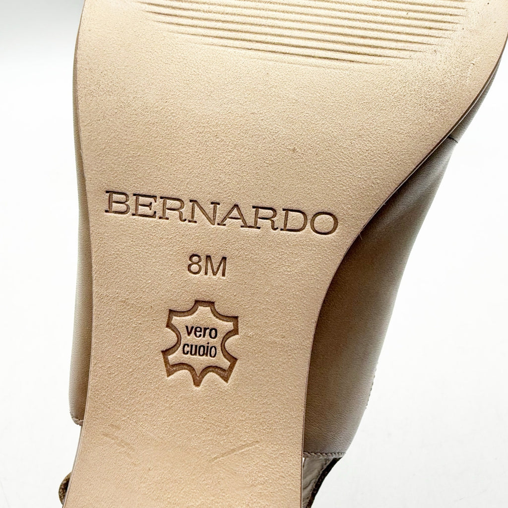 Bernardo Womens Lainey Heeled Sandals Size 8 M Tan Beige Leather NWOB
