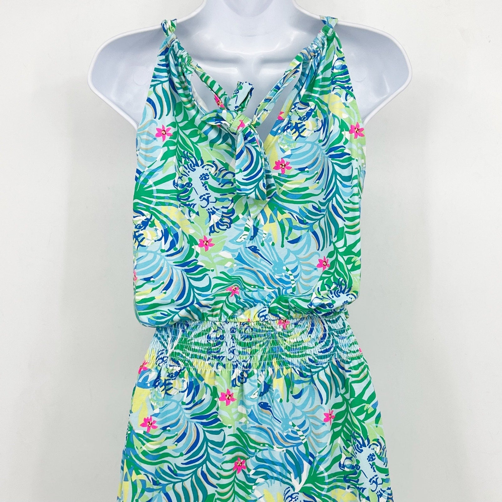 LILLY PULITZER Women's Shirelle Skirted Romper XS Green Via Parigi Lion NWOT
