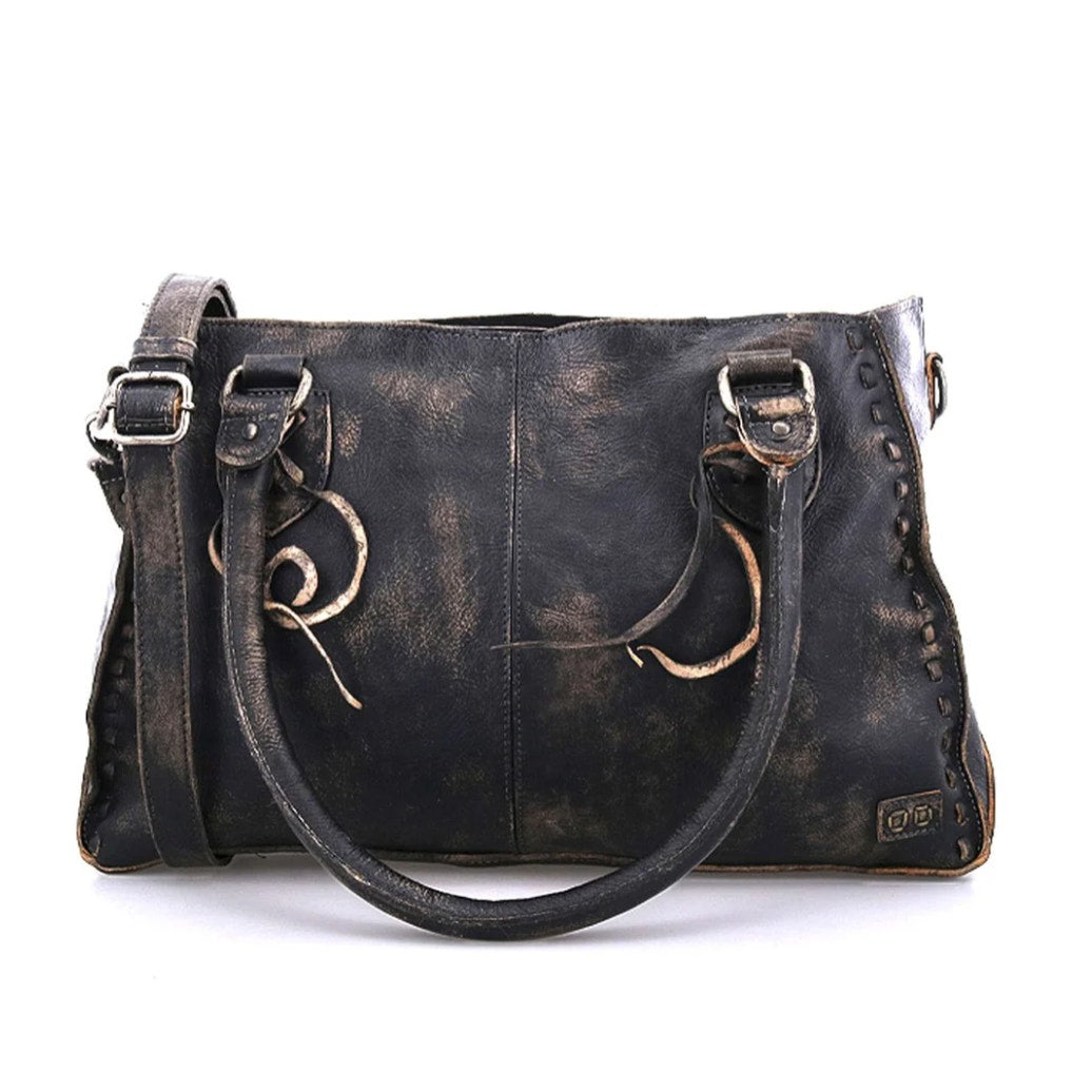 Bed Stu Rockababy Leather Shoulder Bag Washed Black Satchel Purse NWT