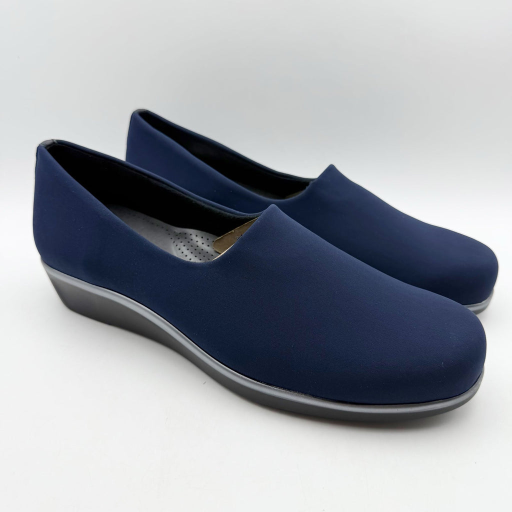 SAS Womens Bliss Slip On Wedge Shoes Size 9 M Navy Blue Comfort NIB