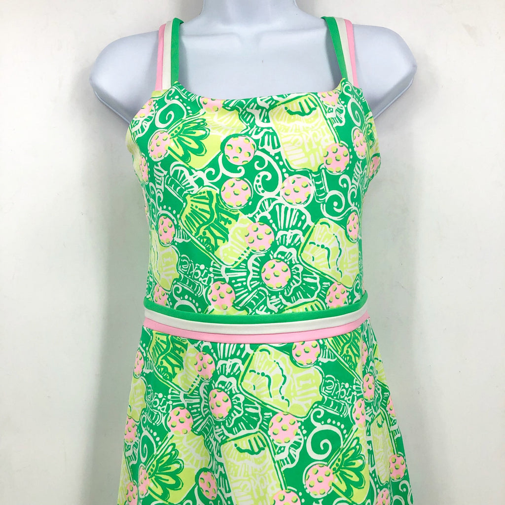 LILLY PULITZER Womens Deidra Dress XS Green Yellow Spearmint In A Pickle UPF NWT