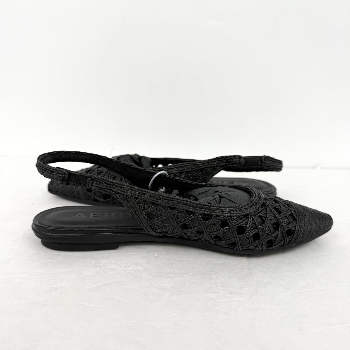 Aerosoles Womens Diego Flats Size 5.5 M EU 36 Black Raffia NIB
