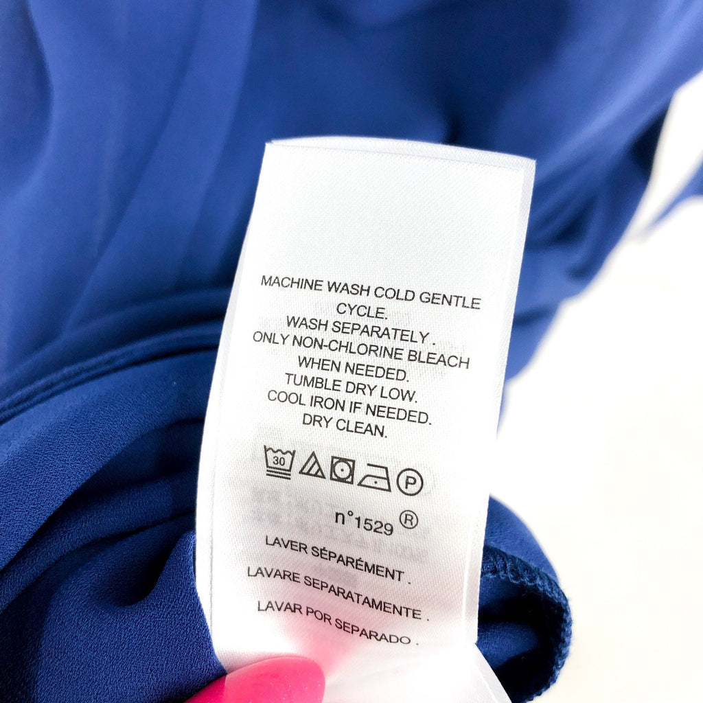 LAUREN RALPH LAUREN Women's Belted Georgette Dress Size 10 Blue Short Sleeve NWT