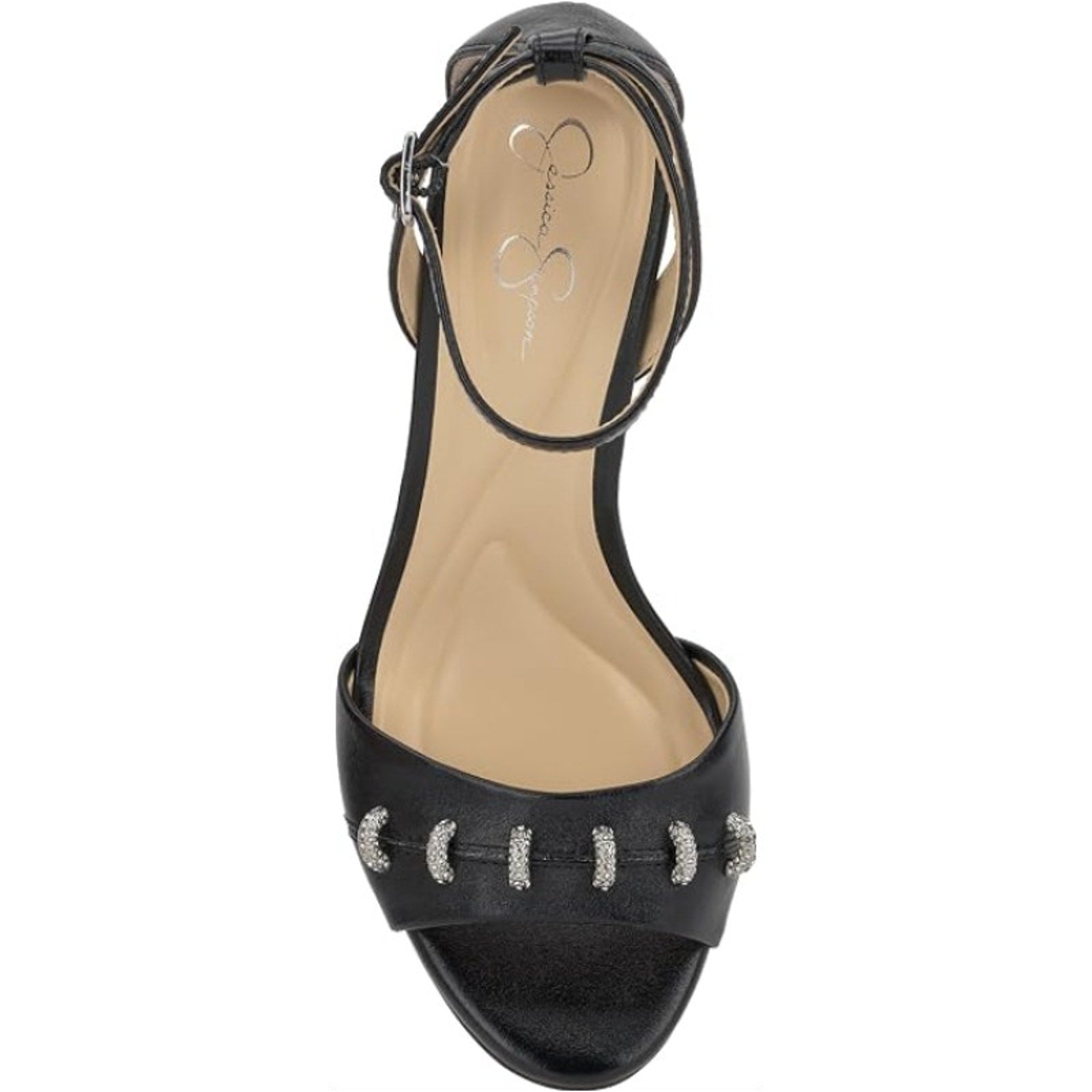 JESSICA SIMPSON Womens Juminee Stiletto Sandals Size 7.5 M Black Ankle Strap NIB