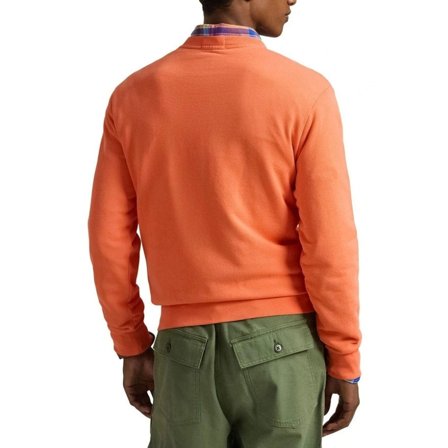 POLO RALPH LAUREN Men's Loopback Fleece Sweatshirt Small Orange Crewneck NWT