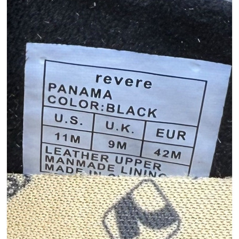 Revere Womens Panama Casual Sneakers US 11 M EU 42 Black Leather Slip On NIB