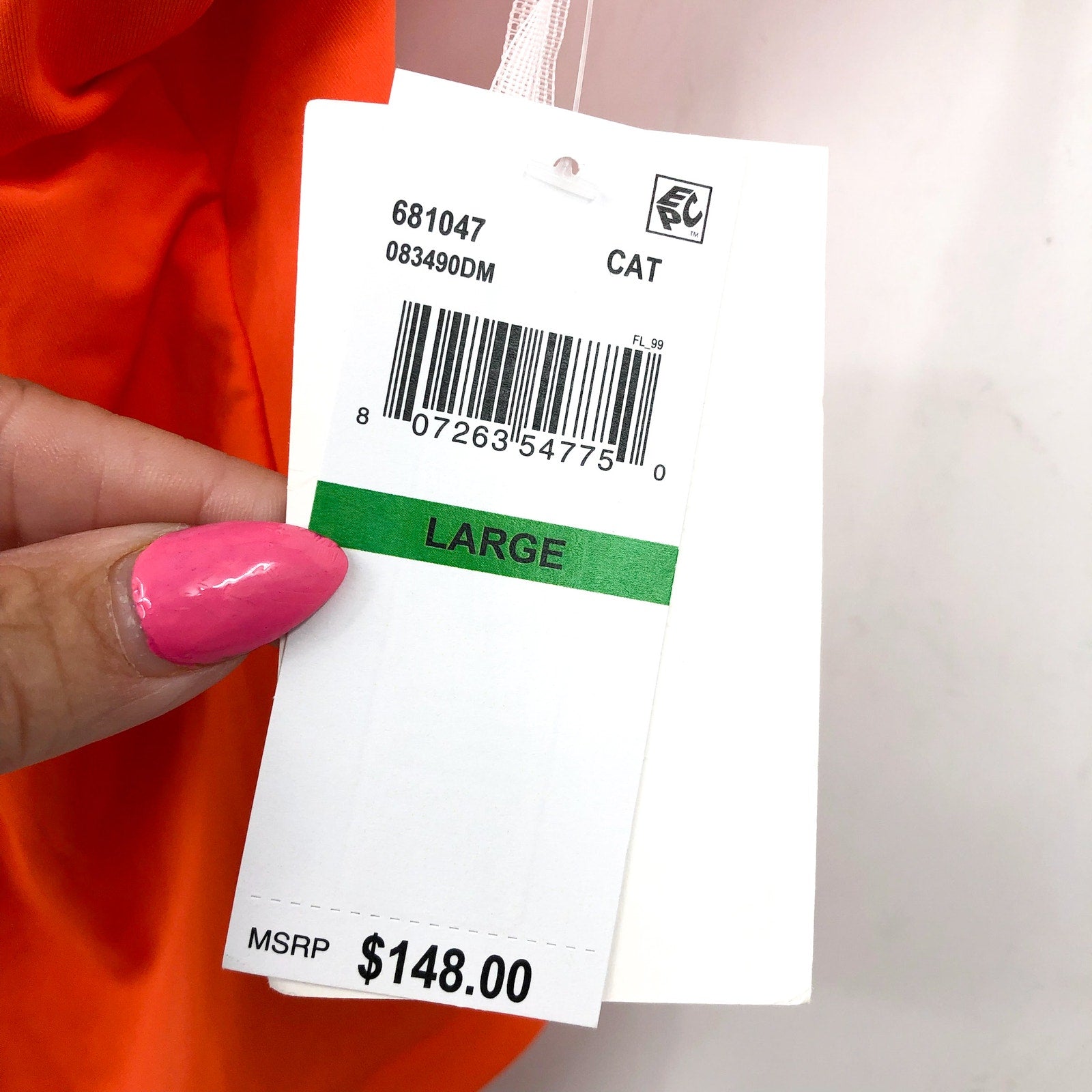 BECCA Women's Baja Mar One Piece Swimsuit Large Orange Carrot High Neck NWT
