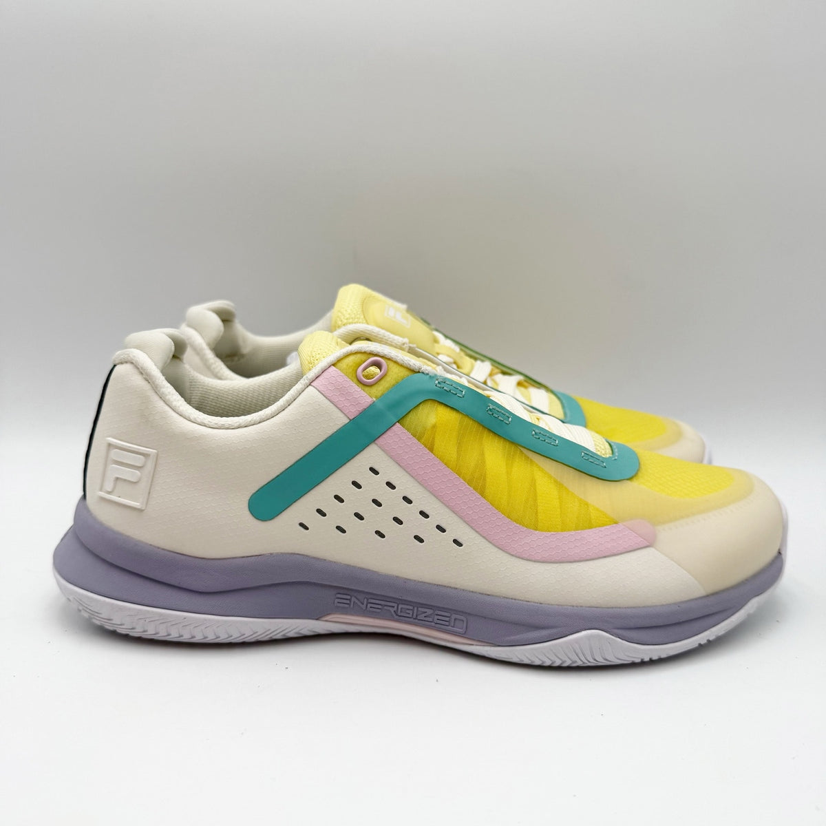FILA Womens Volley Burst Pickleball Sneakers Size 8 White Yellow Athletic NWOB