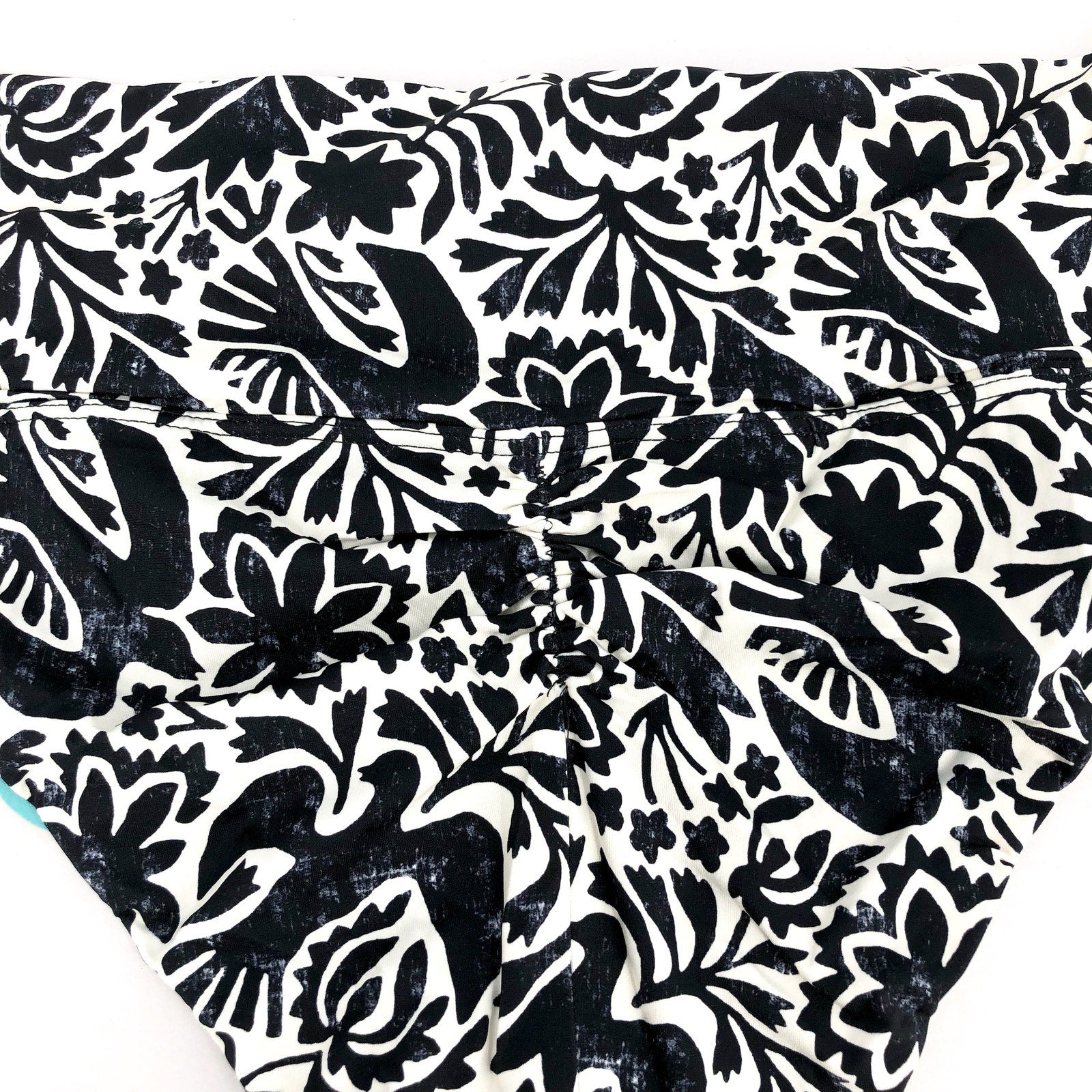 PRANA Women's Aurelia Bikini Bottom XL White Black Flora Fauna High Waist NWT