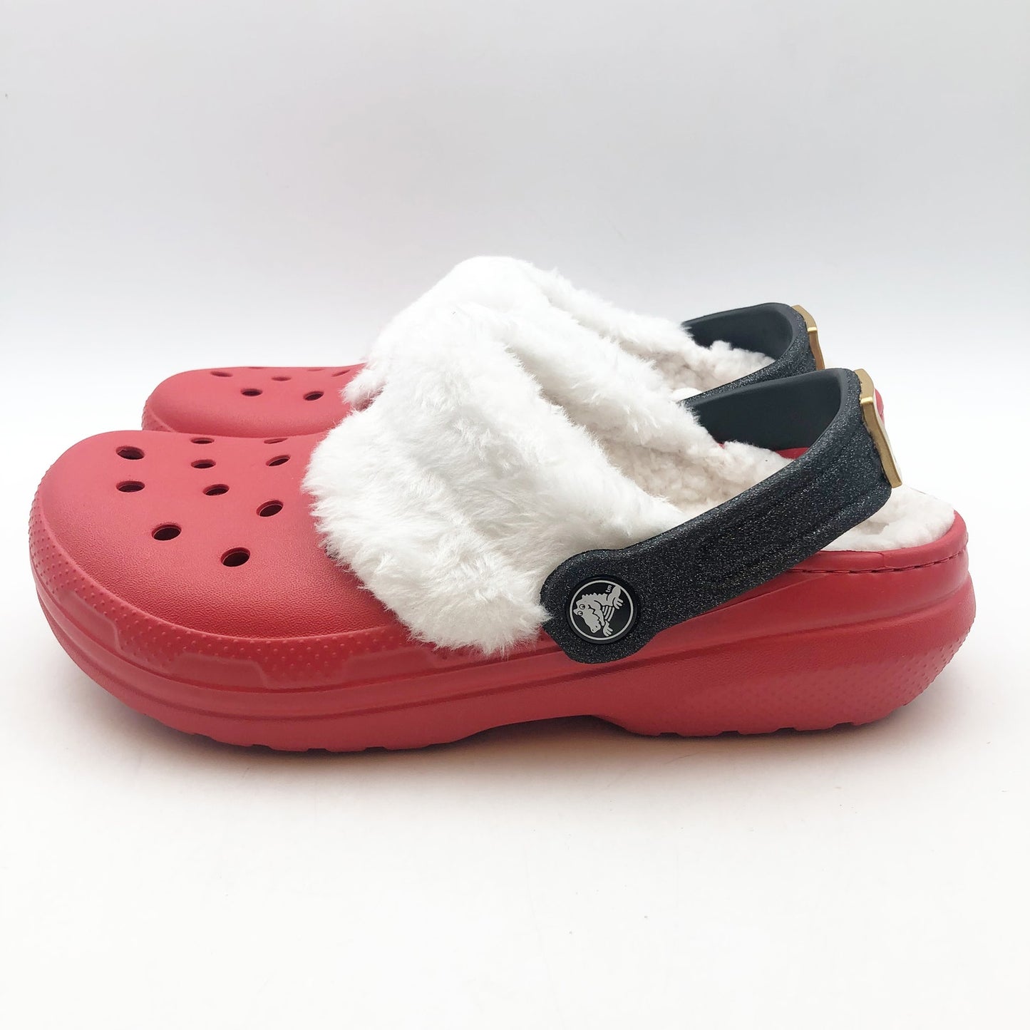 Crocs Unisex Kids Santa Classic Clogs Size J 3 Festive Red White Black NWT