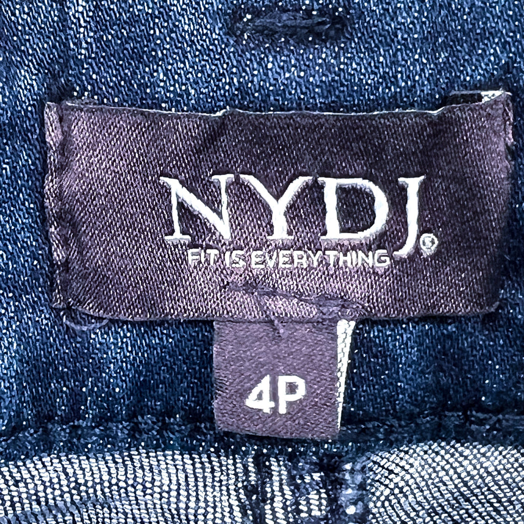 NYDJ Womens Ella Denim Shorts Size 4 PETITE Dark Blue Arise 8" Inseam NWT