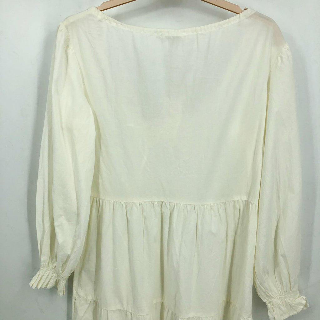 LACAUSA Women's Tate Tiered Midi Dress Small White Panna Cotta Long Sleeve NWT