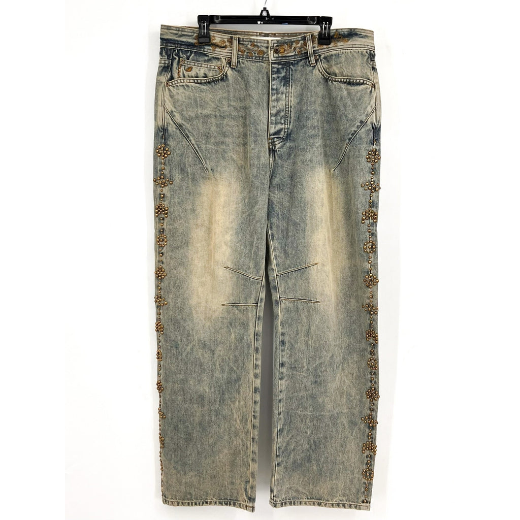 ADIDEM ASTERISKS Men's Rivet Chainstitch Selvedge Denim Jeans XXL Rust Wash NWOT