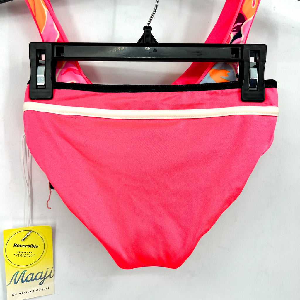 MAAJI Girl's Reversible Retro Bikini Two Piece Set Size 8 Pink Multi Printed NWT