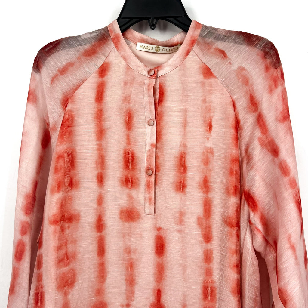 MARIE OLIVER Women's Retta Shift Dress Small Pink Cranberry Dye Linen Silk NWT